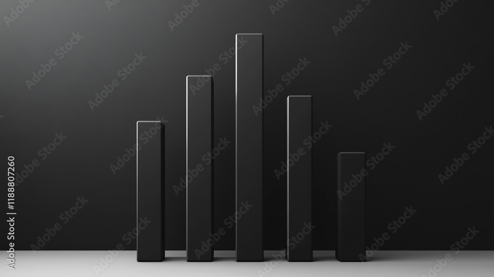 Rising Financial Chart in Minimalist Monochrome 3D Rising Financial Chart in Minimalist Monochrome 3D