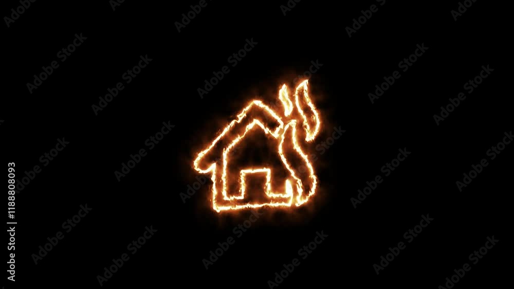 house fire icon animation. 4K motion animation house fire icon animation. 4K motion animation