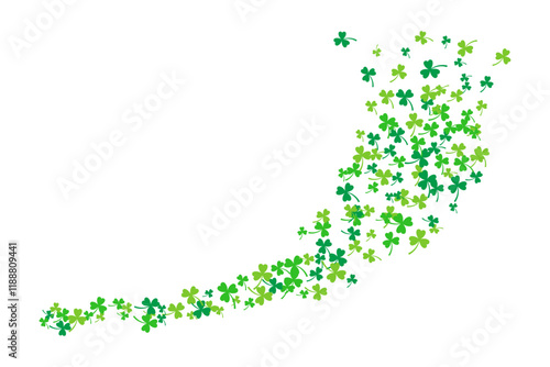 Lucky day clover leaves flying isolated background.