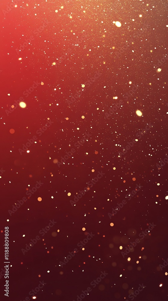 Sparkling golden glitter and lights on a blurred red background. Festive backdrop with copy space for Christmas, Chinese New Year, party, award. Magic holiday concept for design banner, greeting card Sparkling golden glitter and lights on a blurred red background. Festive backdrop with copy space for Christmas, Chinese New Year, party, award. Magic holiday concept for design banner, greeting card