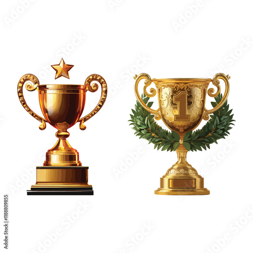 set of goblet or trophy cup vector pictogram sign icon symbol ui and ux design, glyphs