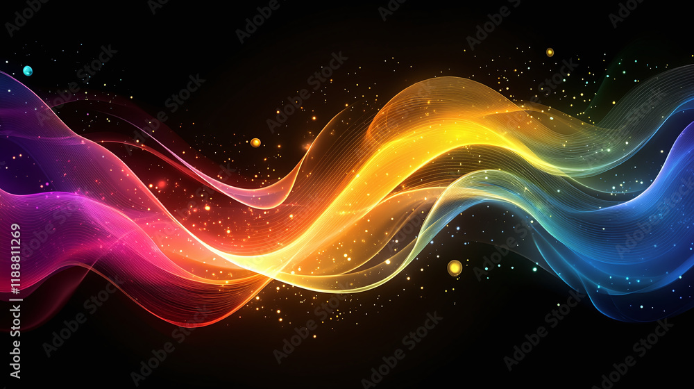 Fototapeta premium abstract rainbow tech wave background.