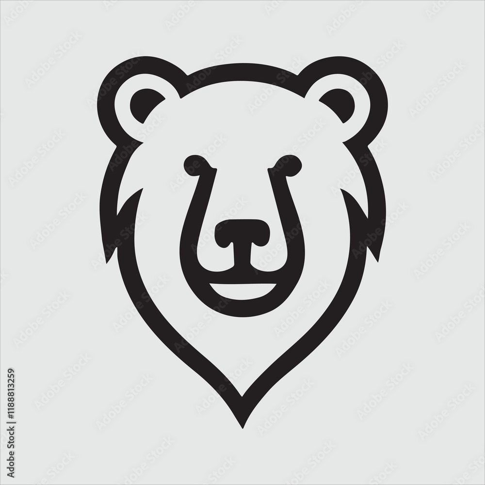 Minimalist Bear Head Silhouette Vector Illustration Minimalist Bear Head Silhouette Vector Illustration