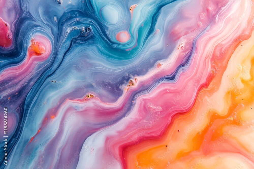 Abstract vibrant fluid art with swirls of pink orange and blue Abstract vibrant fluid art with swirls of pink orange and blue