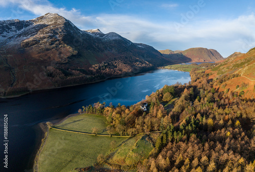 Dramatic aerial drone lands...