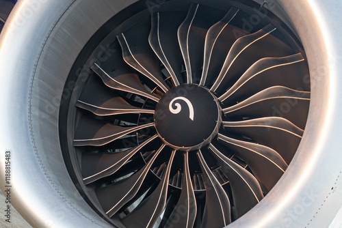 Canvas Print Close-up on a turbofan engine of a commercial airliner
