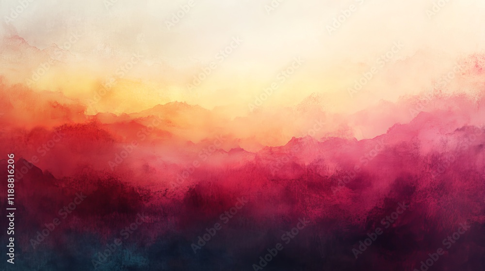 Naklejka premium Vibrant Painting of Dramatic Red and Yellow Sky Evoking Emotion and Beauty in Abstract Artistic Style