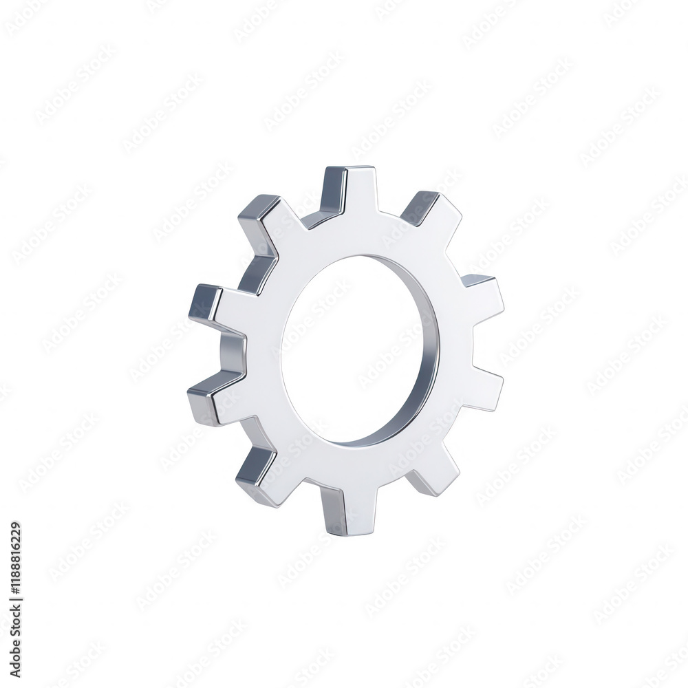 A metallic gear representing productivity and mechanical engineering., isolated on a transparent background. A metallic gear representing productivity and mechanical engineering., isolated on a transparent background.