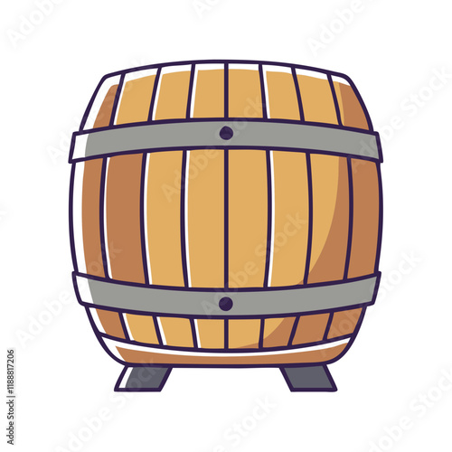 oak wine barrel vector icon, oak wine barrel vector illustration - simple illustration of oak wine barrel, perfect for logos,and oak wine barrel -themed designs.