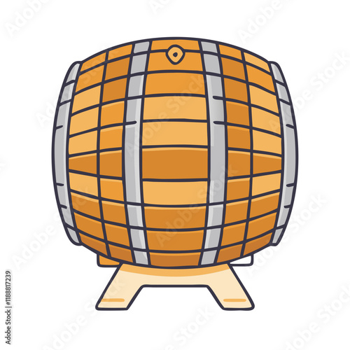 oak wine barrel vector icon, oak wine barrel vector illustration - simple illustration of oak wine barrel, perfect for logos,and oak wine barrel -themed designs.
