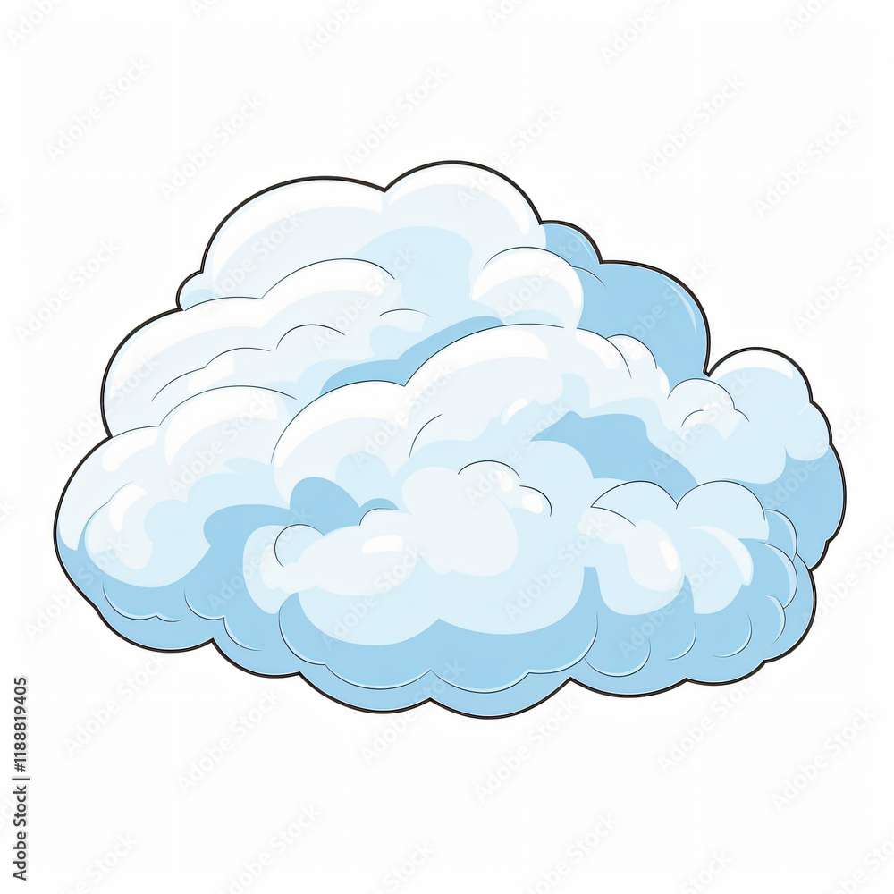 Fluffy Cloud Clip Art: A Single Dreamy Cloud on White icon flat soft calm happy Fluffy Cloud Clip Art: A Single Dreamy Cloud on White icon flat soft calm happy