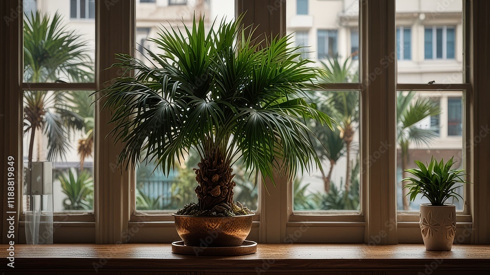 Fototapeta premium PNG Elegant indoor palm plant decor