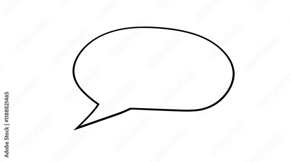 Naklejka premium Speech Bubble Icon with a Tail Pointing to the Left on a White Background