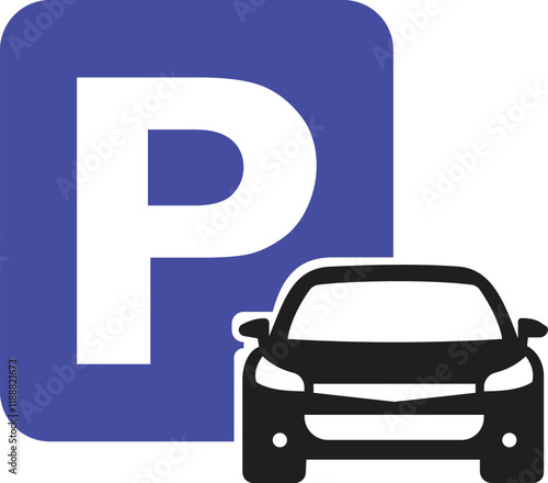Car parking icon. isolated on white background. flat design. Vector illustration