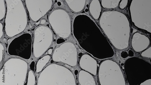 Abstract Black and White Cellular Network Structure Microscopic Pattern