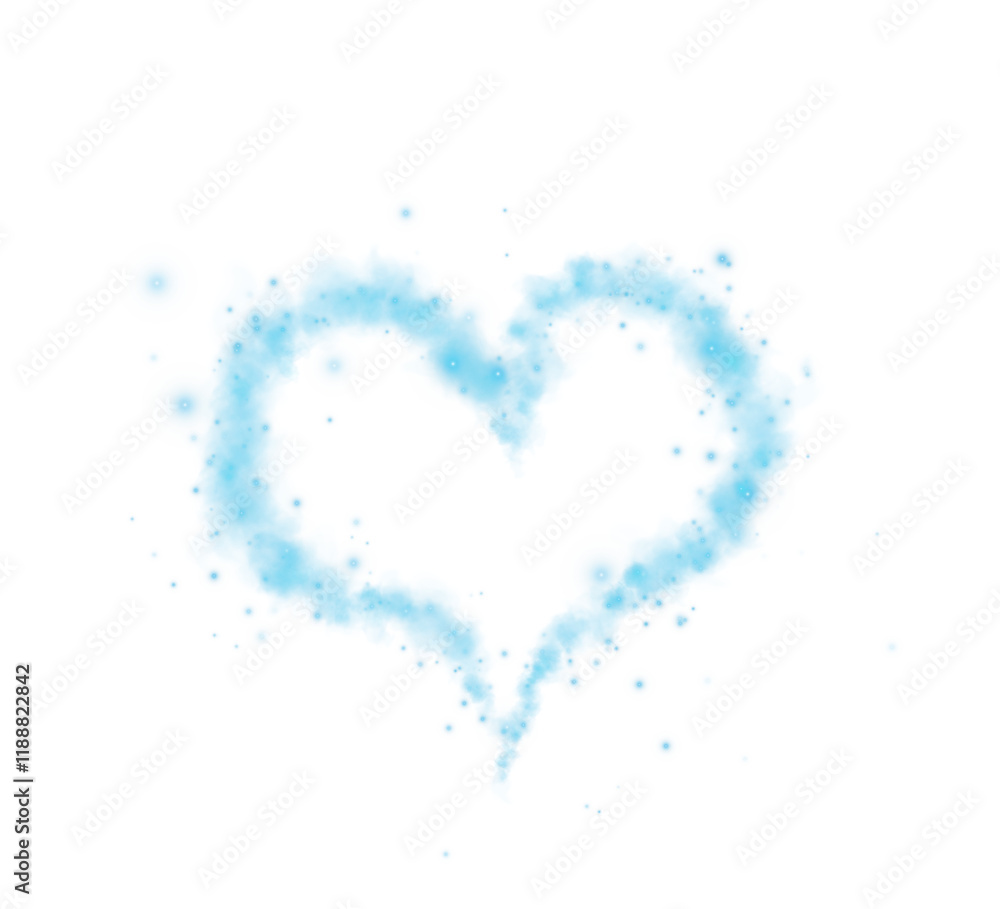 Blue star trail in the shape of a heart. Shimmering dust flying and leaving behind a heart-shaped trail. Bright dust particles glow with the special festive light of Christmas. PNG. Blue star trail in the shape of a heart. Shimmering dust flying and leaving behind a heart-shaped trail. Bright dust particles glow with the special festive light of Christmas. PNG.