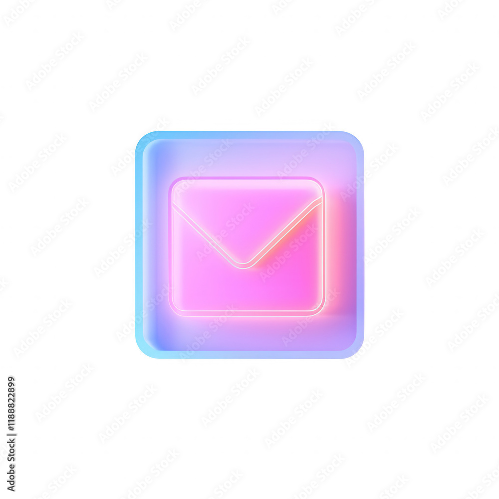Colorful email icon with neon glow on a transparent background., isolated on a transparent background. Colorful email icon with neon glow on a transparent background., isolated on a transparent background.