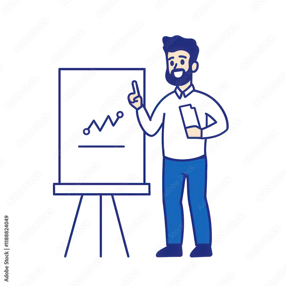 Confident man presenting growth chart in a business environment., isolated on a transparent background. Confident man presenting growth chart in a business environment., isolated on a transparent background.