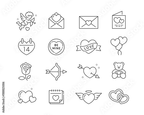 Icon collection containing 16 editable stroke icons. Perfect for logos, stats and infographics. Edit the thickness of the line in Adobe Illustrator (or any vector capable app).