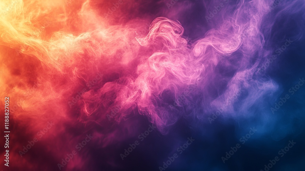 Obraz premium Vibrant Colorful Smoke Swirling Elegantly Against a Dark Background Creating a Mysterious Atmosphere