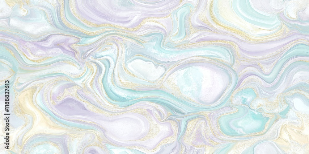 Obraz premium Elegant Pastel Marble Texture with Gold Glitter Abstract Swirls and Fluid Art Background Design