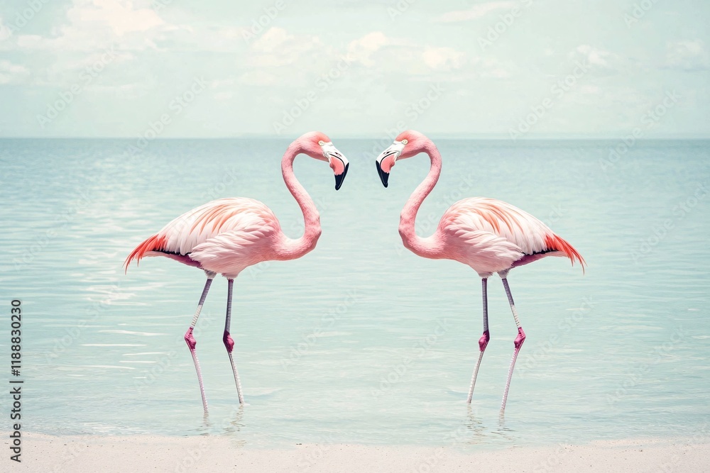 Obraz premium pink flamingos in water