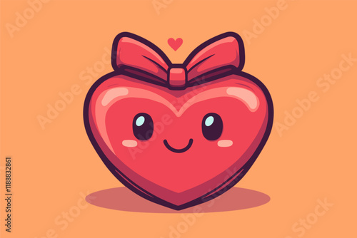 Valentines Day Heart with Ribbon cartoon vector