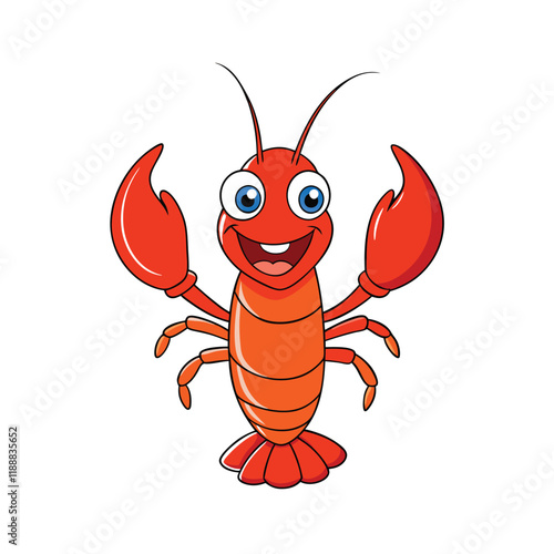 Cheerful Cartoon Lobster Illustration on White Background