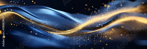 This striking abstract background features flowing blue textures and elegant gold splashes, ideal for luxurythemed designs and innovative concepts that inspire creativity and sophistication