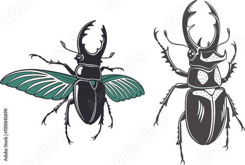 Stag beetle bundle design art and illustrator eps