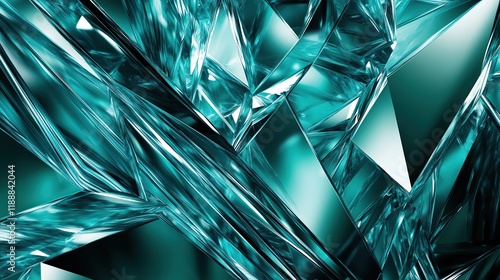 **Sections of flowing angular lines in shimmering aqua and emerald tones photo