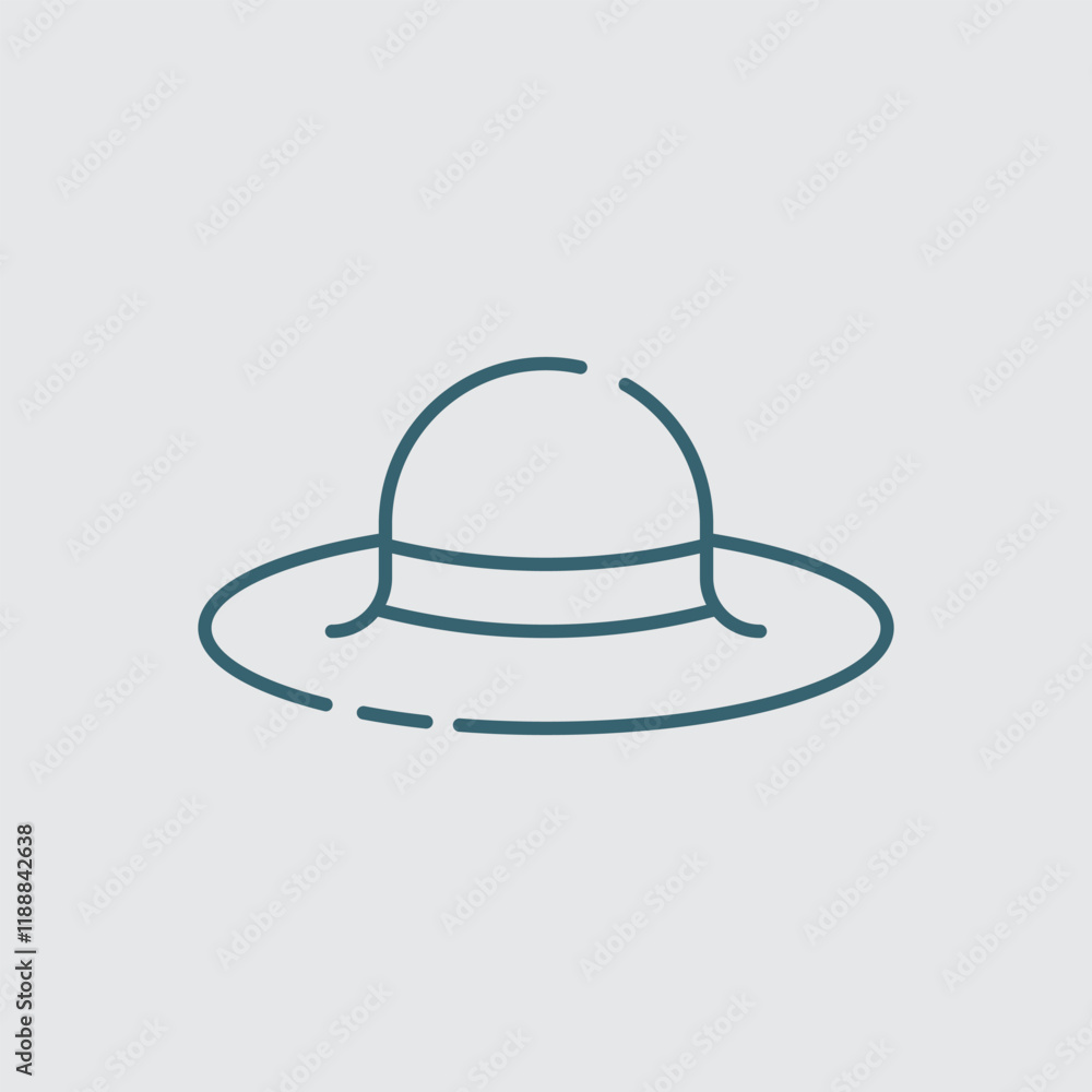Sun hat line vector isolated white background Sun hat line vector isolated white background