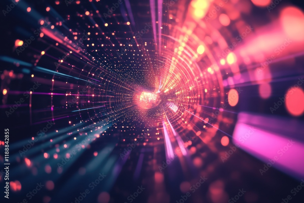Fototapeta premium Abstract Digital Tunnel Of Light And Energy
