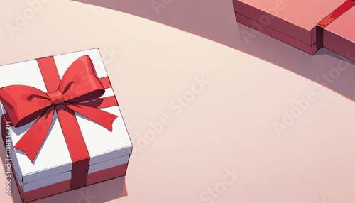 illustration of anime style drawn a gift box on a horizontal pink background