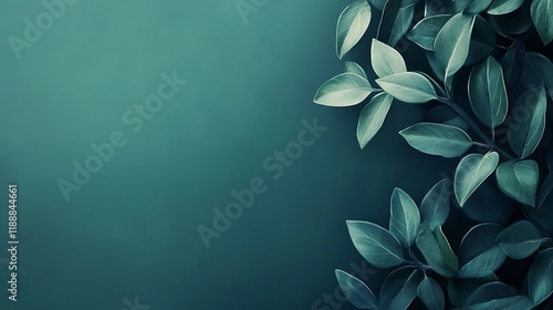 Lush Green Leaves Against a Teal Background