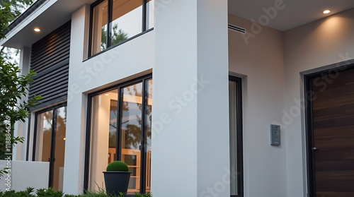 Modern Architectural Design: Luxurious Home Exterior with Clean Lines and Elegant Facade