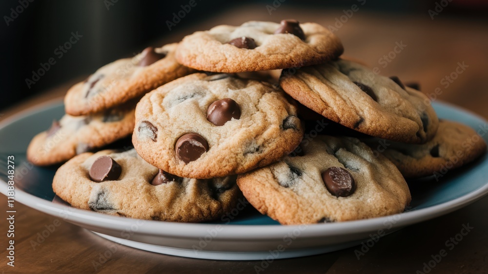 chocolate chip cookies, stack of cookies, plate, warm tones, close-up, comfort food, baked goods, homemade, soft texture, golden brown, delicious, appetizing, food photography, shallow depth of field, chocolate chip cookies, stack of cookies, plate, warm tones, close-up, comfort food, baked goods, homemade, soft texture, golden brown, delicious, appetizing, food photography, shallow depth of field,