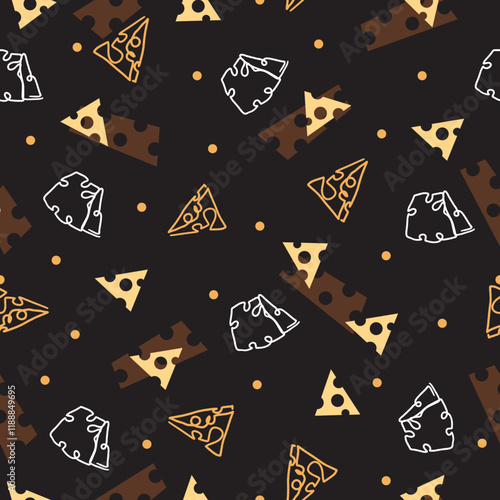 Diary Triangle Pattern Cheese Charm Aesthetics. Perfect for culinary-themed projects, kitchen decor, or fabric design. Ideal for cheese enthusiasts looking to add a touch of gourmet style