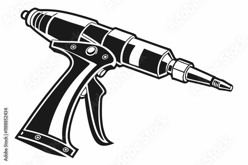 Rivet gun vector silhouette on a white background
