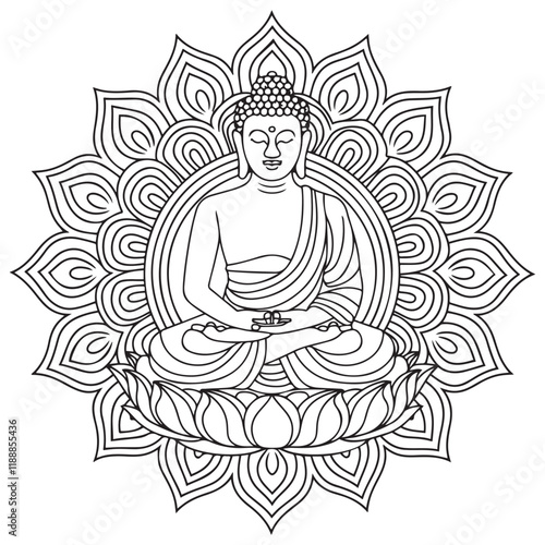 Meditating Buddha vector illustration template