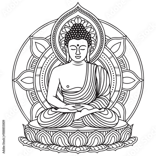 Meditating Buddha vector illustration template