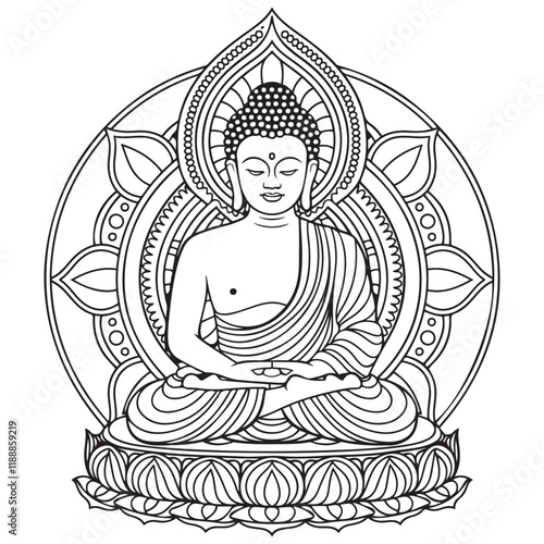 Meditating Buddha vector illustration template