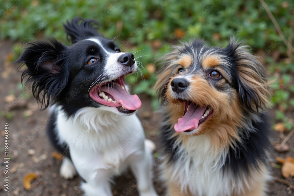 Playful Pooches in an Autumn Setting Playful Pooches in an Autumn Setting