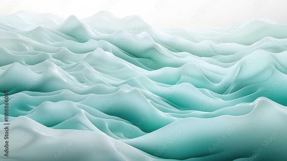 Obraz premium **Undulating wave-like patterns in luminescent oceanic colors