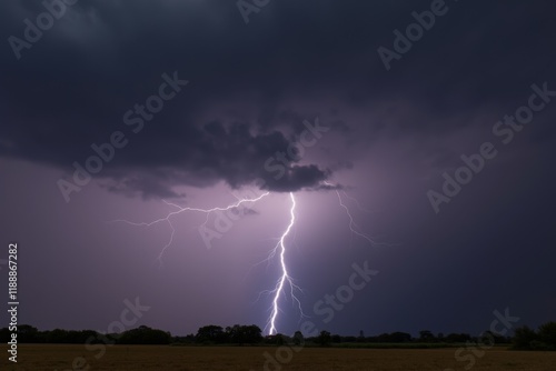 Wallpaper Mural Stormy Skies and Lightning Bolt Over an Open Field Torontodigital.ca