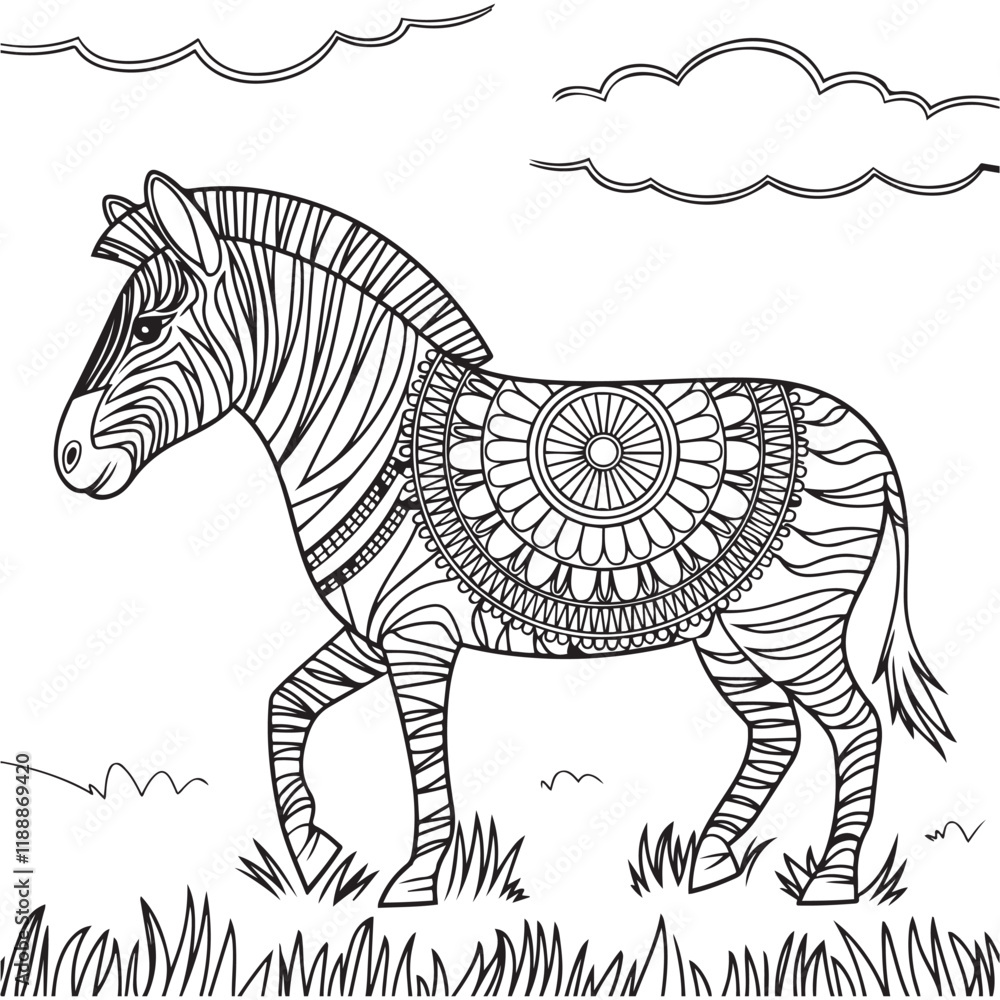 Fototapeta premium zebra jungle coloring pages for adults