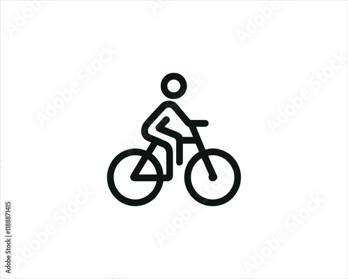 silhouette of a person riding a bike logo vector illustration.