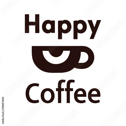 Minimalist Happy Coffee Logo Vector Design. photo