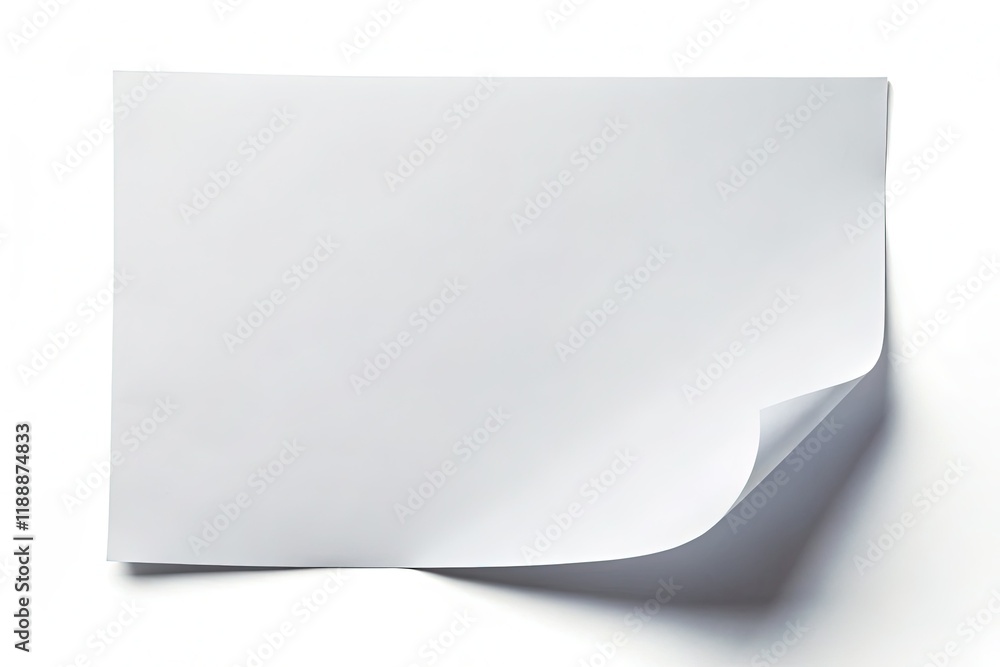 White Paper Sheet, Bent Corner, Isolated, Mockup, Clean Background - Perfect for Design Presentations White Paper Sheet, Bent Corner, Isolated, Mockup, Clean Background - Perfect for Design Presentations