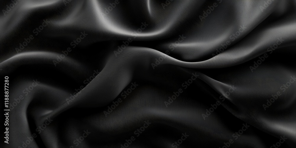 Fototapeta premium Black cloth waves create a stunning background texture that adds depth and elegance. This black cloth waves design is perfect for various creative projects requiring rich texture.
